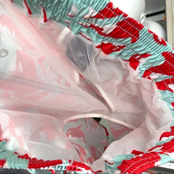 Vilebrequin Men Medium Shorts Swim Trunks Bathing Suit Blue Red Dolphin Printed - Picture 9 of 13